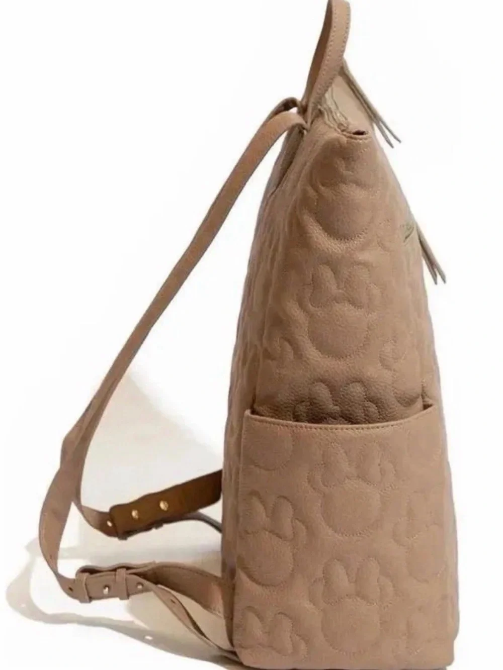 New Fresh Picked Large Tan Minimal Disney Baby Quilted embroidered Diaper bag.